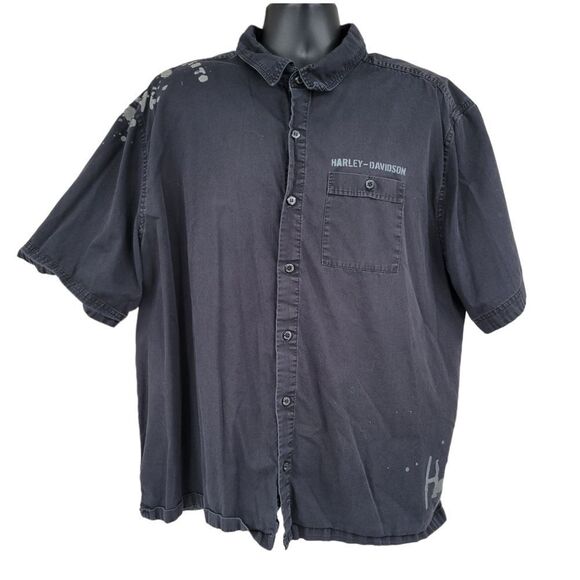 HARLEY Davidson Men's 2XL Black Bleach Style Graffiti Graphics Potato Potato - Picture 1 of 14